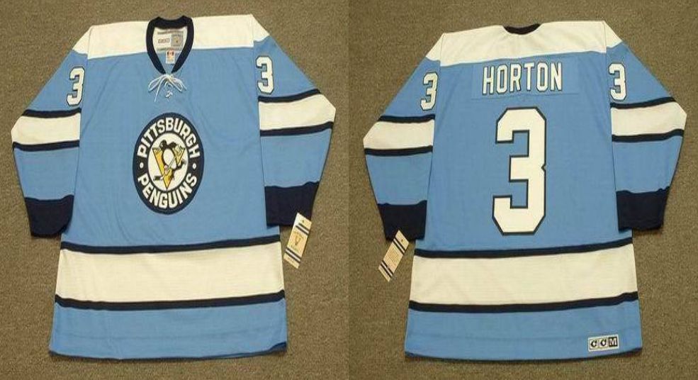 2019 Men Pittsburgh Penguins 3 Horton Light Blue CCM NHL jerseys